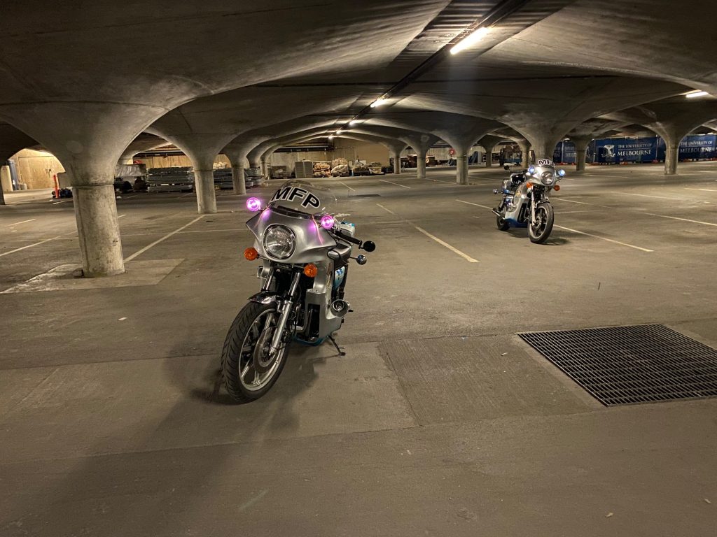 Mad-Max Goose Bikes parked HQ